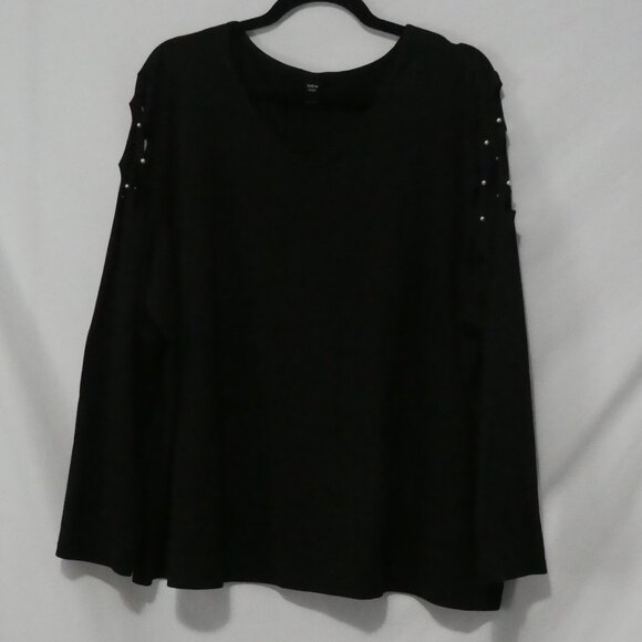 SHEIN - Curve | 2XL | Black V-Neck Top | Cut-Out and Embellished Bead Sleeves - Picture 1 of 14
